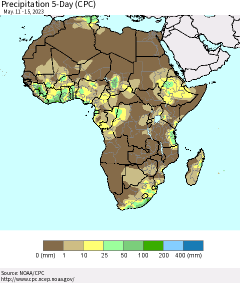 Africa Precipitation 5-Day (CPC) Thematic Map For 5/11/2023 - 5/15/2023