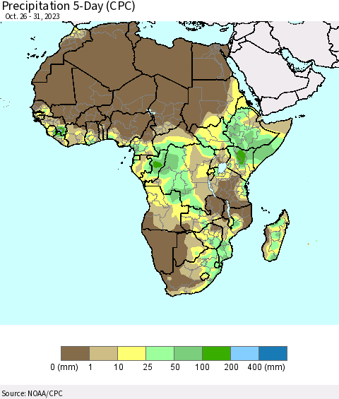 Africa Precipitation 5-Day (CPC) Thematic Map For 10/26/2023 - 10/31/2023