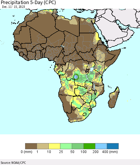 Africa Precipitation 5-Day (CPC) Thematic Map For 12/11/2023 - 12/15/2023