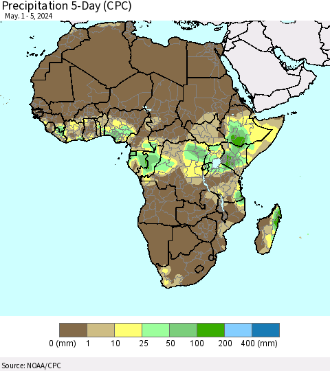 Africa Precipitation 5-Day (CPC) Thematic Map For 5/1/2024 - 5/5/2024