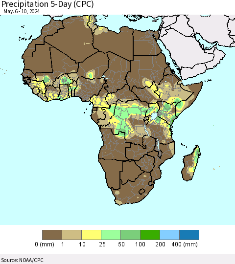 Africa Precipitation 5-Day (CPC) Thematic Map For 5/6/2024 - 5/10/2024