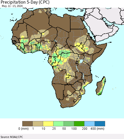 Africa Precipitation 5-Day (CPC) Thematic Map For 5/11/2024 - 5/15/2024