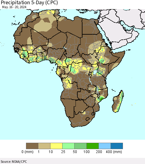 Africa Precipitation 5-Day (CPC) Thematic Map For 5/16/2024 - 5/20/2024