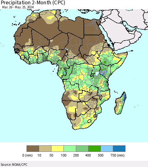 Africa Precipitation 2-Month (CPC) Thematic Map For 3/26/2024 - 5/25/2024