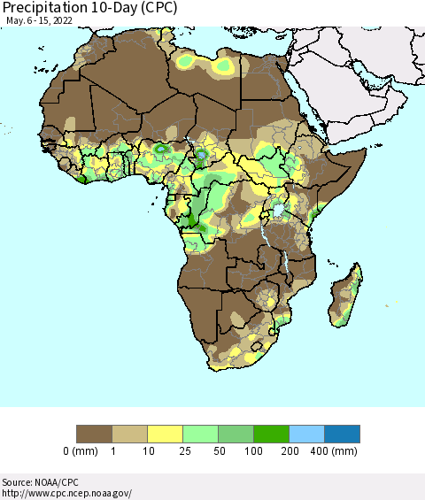 Africa Precipitation 10-Day (CPC) Thematic Map For 5/6/2022 - 5/15/2022