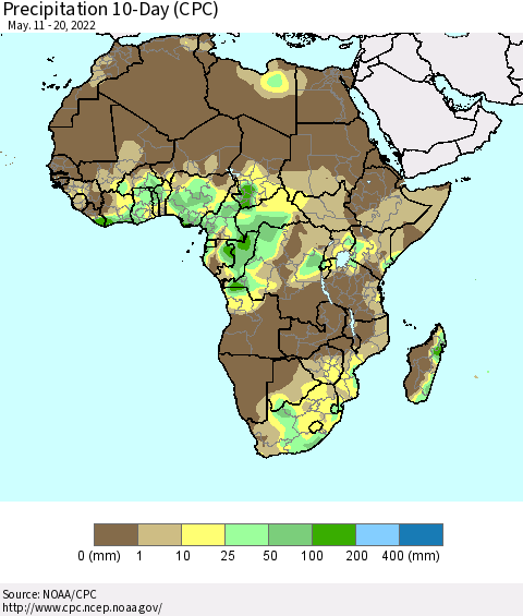 Africa Precipitation 10-Day (CPC) Thematic Map For 5/11/2022 - 5/20/2022