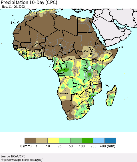 Africa Precipitation 10-Day (CPC) Thematic Map For 11/11/2022 - 11/20/2022