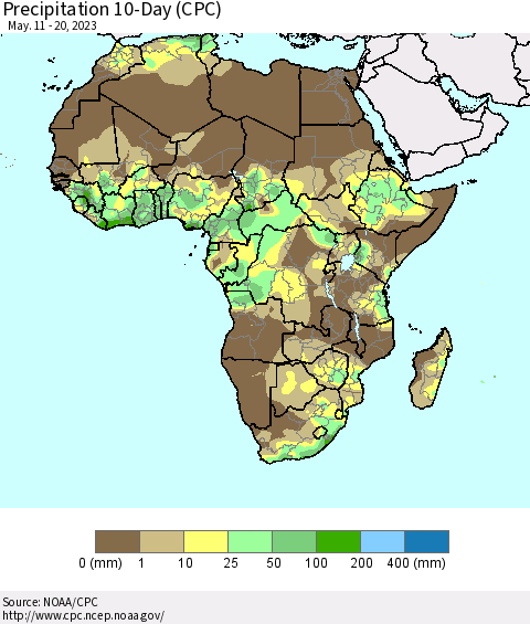 Africa Precipitation 10-Day (CPC) Thematic Map For 5/11/2023 - 5/20/2023