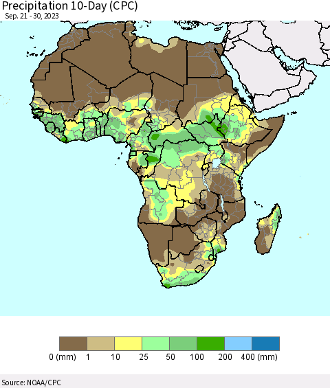 Africa Precipitation 10-Day (CPC) Thematic Map For 9/21/2023 - 9/30/2023