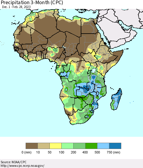 Africa Precipitation 3-Month (CPC) Thematic Map For 12/1/2022 - 2/28/2023