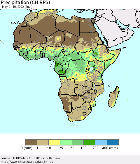 Africa Precipitation (CHIRPS) Thematic Map For 5/1/2022 - 5/10/2022