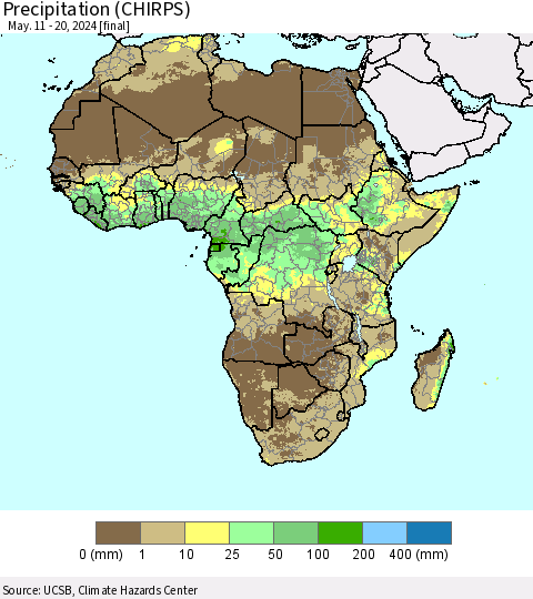 Africa Precipitation (CHIRPS) Thematic Map For 5/11/2024 - 5/20/2024