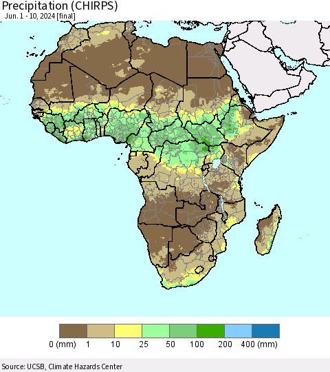 Africa Precipitation (CHIRPS) Thematic Map For 6/1/2024 - 6/10/2024