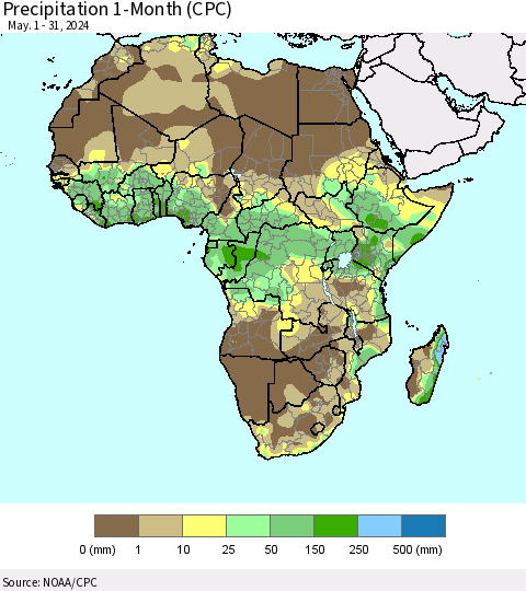Africa Precipitation 1-Month (CPC) Thematic Map For 5/1/2024 - 5/31/2024