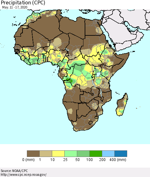 Africa Precipitation (CPC) Thematic Map For 5/11/2020 - 5/17/2020