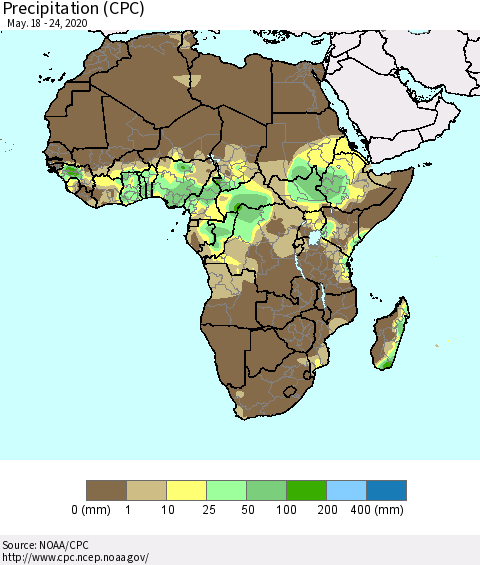 Africa Precipitation (CPC) Thematic Map For 5/18/2020 - 5/24/2020