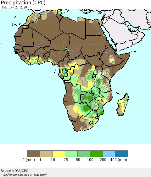 Africa Precipitation (CPC) Thematic Map For 12/14/2020 - 12/20/2020