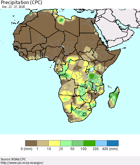 Africa Precipitation (CPC) Thematic Map For 12/21/2020 - 12/27/2020
