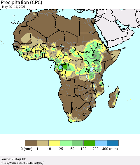 Africa Precipitation (CPC) Thematic Map For 5/10/2021 - 5/16/2021