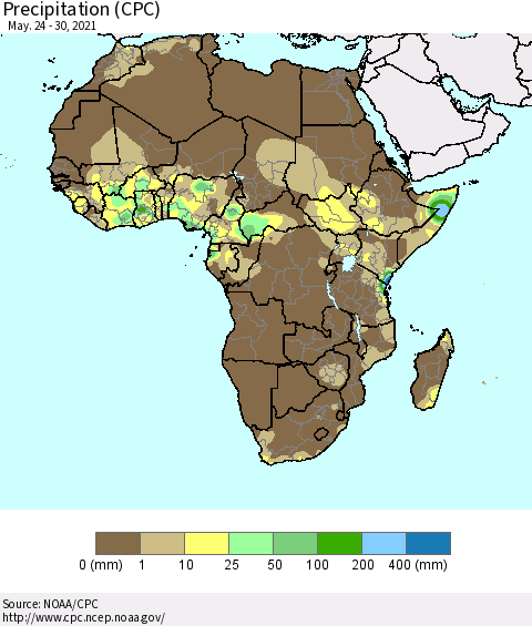 Africa Precipitation (CPC) Thematic Map For 5/24/2021 - 5/30/2021
