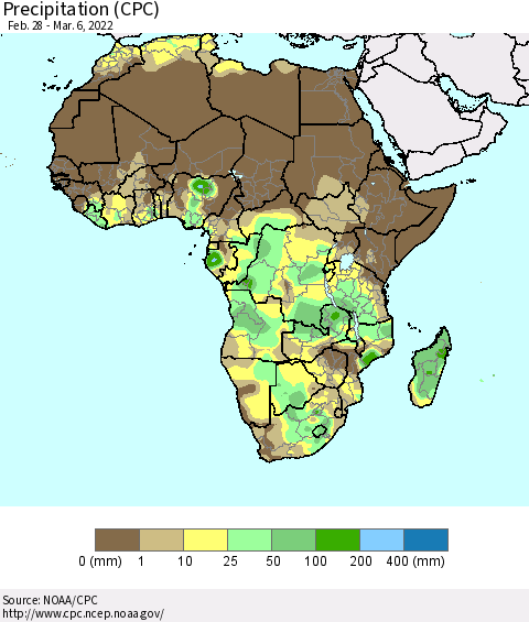 Africa Precipitation (CPC) Thematic Map For 2/28/2022 - 3/6/2022