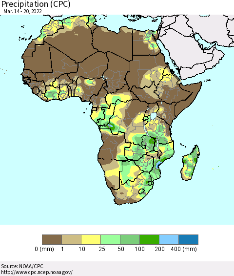Africa Precipitation (CPC) Thematic Map For 3/14/2022 - 3/20/2022