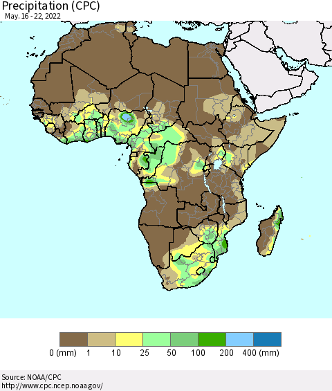 Africa Precipitation (CPC) Thematic Map For 5/16/2022 - 5/22/2022