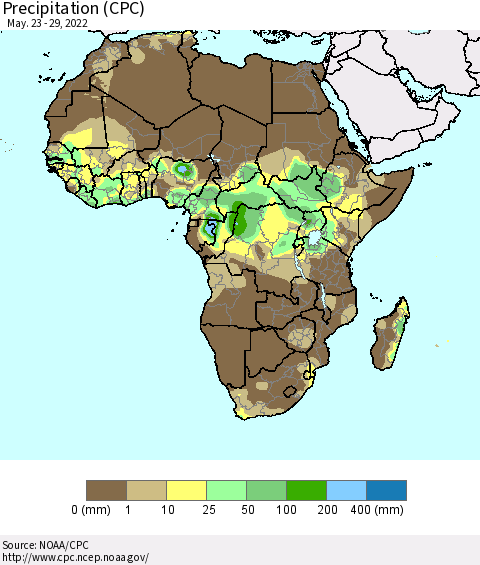 Africa Precipitation (CPC) Thematic Map For 5/23/2022 - 5/29/2022