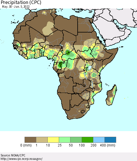Africa Precipitation (CPC) Thematic Map For 5/30/2022 - 6/5/2022