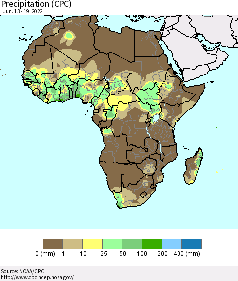Africa Precipitation (CPC) Thematic Map For 6/13/2022 - 6/19/2022
