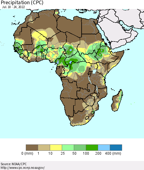 Africa Precipitation (CPC) Thematic Map For 7/18/2022 - 7/24/2022