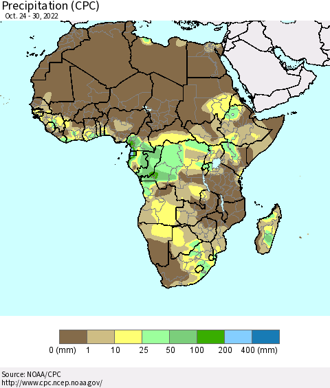 Africa Precipitation (CPC) Thematic Map For 10/24/2022 - 10/30/2022