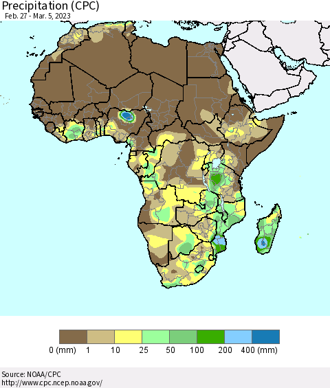 Africa Precipitation (CPC) Thematic Map For 2/27/2023 - 3/5/2023