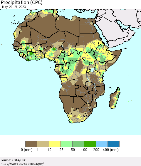 Africa Precipitation (CPC) Thematic Map For 5/22/2023 - 5/28/2023