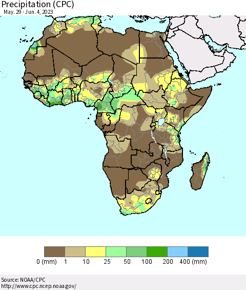 Africa Precipitation (CPC) Thematic Map For 5/29/2023 - 6/4/2023