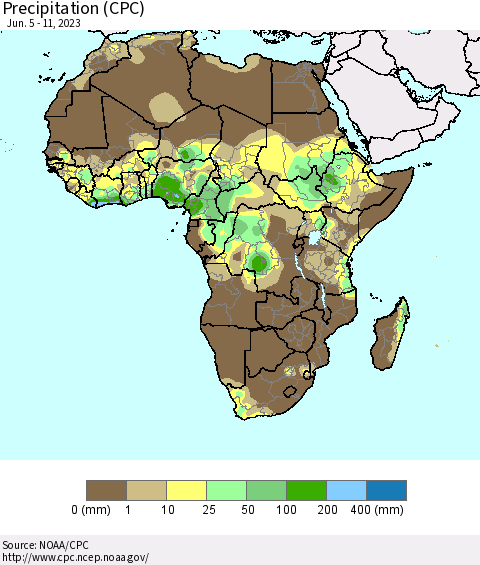 Africa Precipitation (CPC) Thematic Map For 6/5/2023 - 6/11/2023