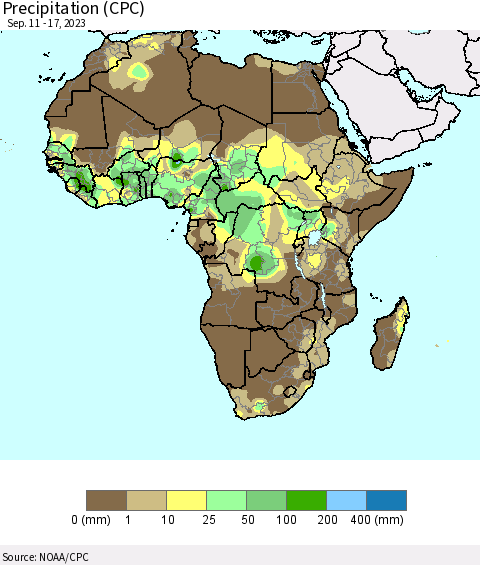 Africa Precipitation (CPC) Thematic Map For 9/11/2023 - 9/17/2023