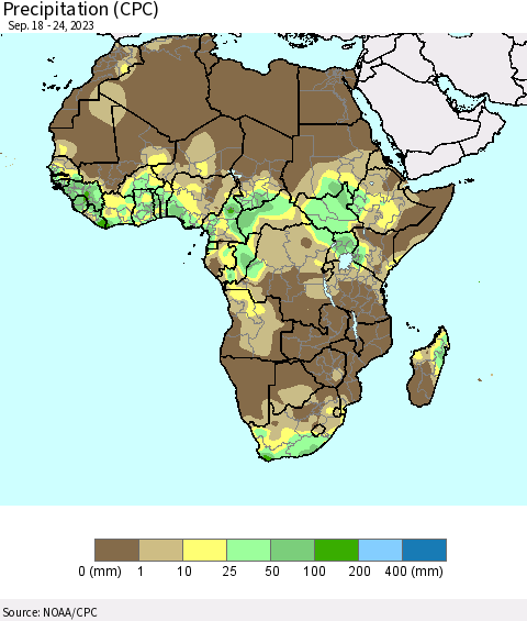Africa Precipitation (CPC) Thematic Map For 9/18/2023 - 9/24/2023