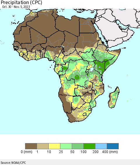 Africa Precipitation (CPC) Thematic Map For 10/30/2023 - 11/5/2023