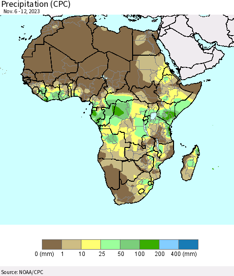 Africa Precipitation (CPC) Thematic Map For 11/6/2023 - 11/12/2023