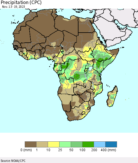 Africa Precipitation (CPC) Thematic Map For 11/13/2023 - 11/19/2023