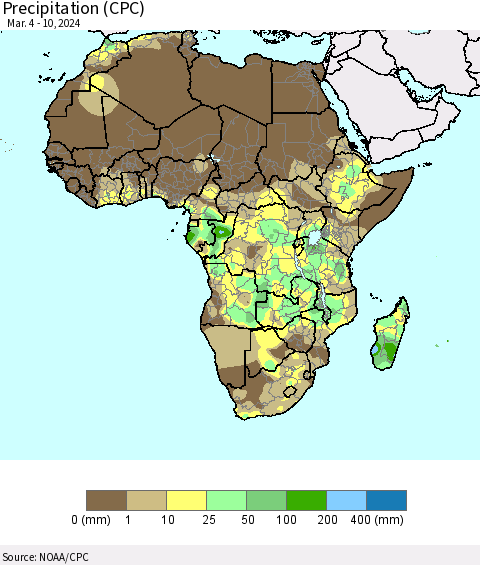 Africa Precipitation (CPC) Thematic Map For 3/4/2024 - 3/10/2024
