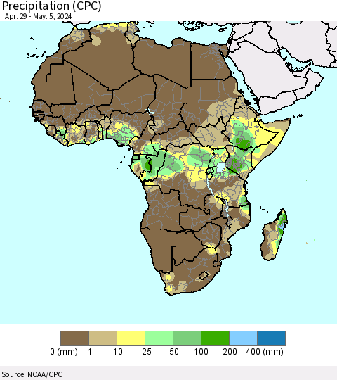 Africa Precipitation (CPC) Thematic Map For 4/29/2024 - 5/5/2024