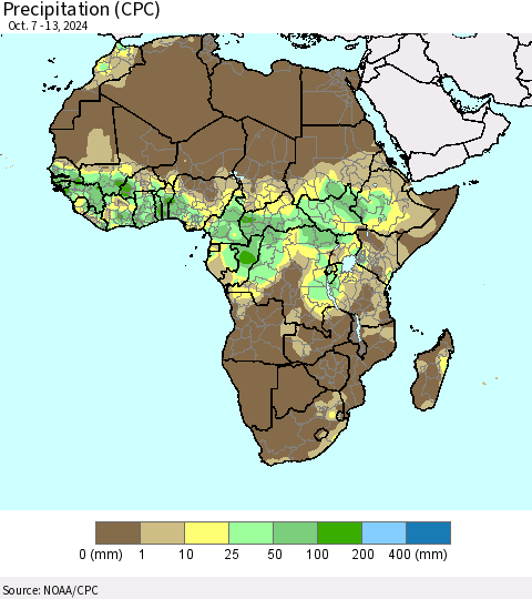 Africa Precipitation (CPC) Thematic Map For 10/7/2024 - 10/13/2024