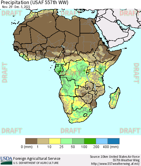 Africa Precipitation (USAF 557th WW) Thematic Map For 11/29/2021 - 12/5/2021