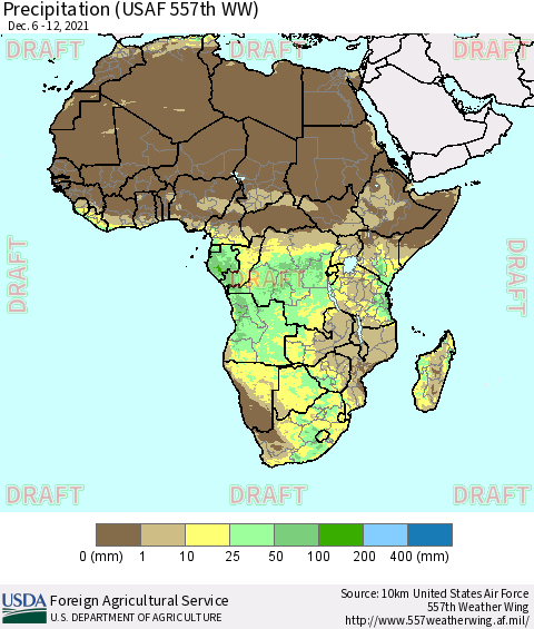 Africa Precipitation (USAF 557th WW) Thematic Map For 12/6/2021 - 12/12/2021