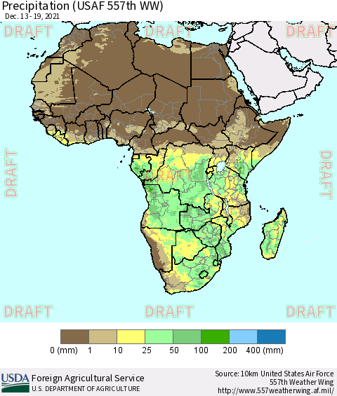 Africa Precipitation (USAF 557th WW) Thematic Map For 12/13/2021 - 12/19/2021