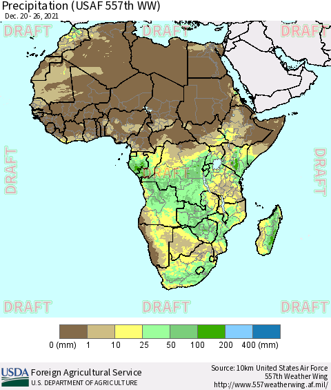 Africa Precipitation (USAF 557th WW) Thematic Map For 12/20/2021 - 12/26/2021