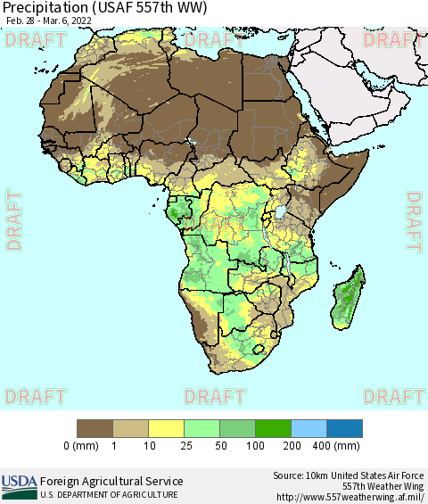 Africa Precipitation (USAF 557th WW) Thematic Map For 2/28/2022 - 3/6/2022