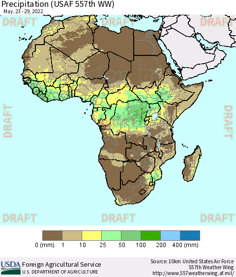 Africa Precipitation (USAF 557th WW) Thematic Map For 5/23/2022 - 5/29/2022
